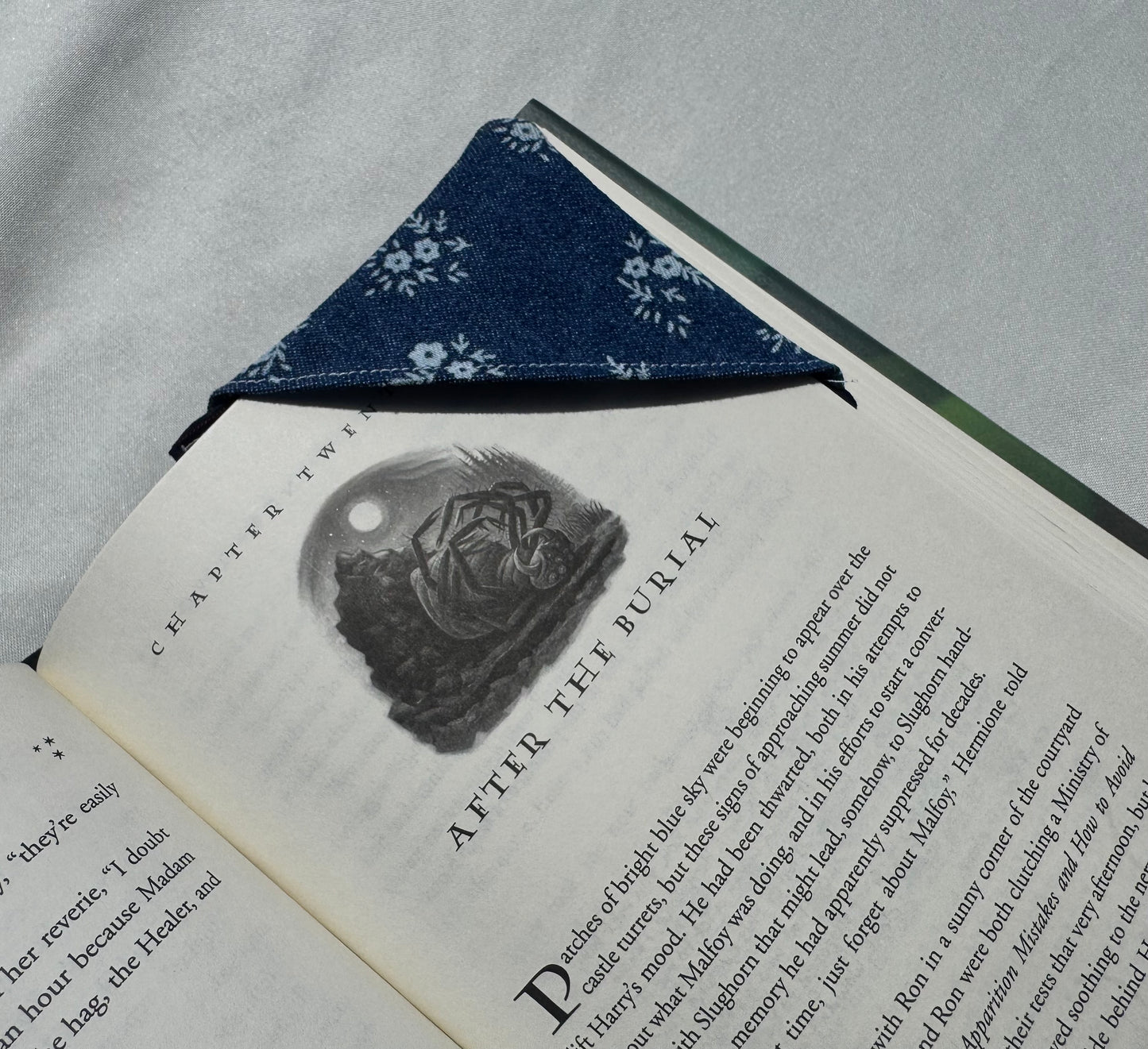 Ditsy Floral Denim Handmade Fabric Bookmark