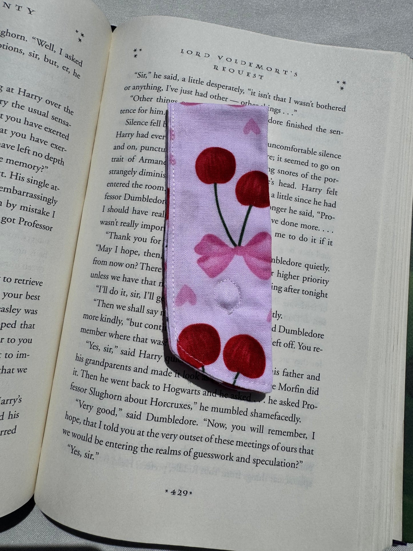 Sweet Cherries Handmade Fabric Bookmark