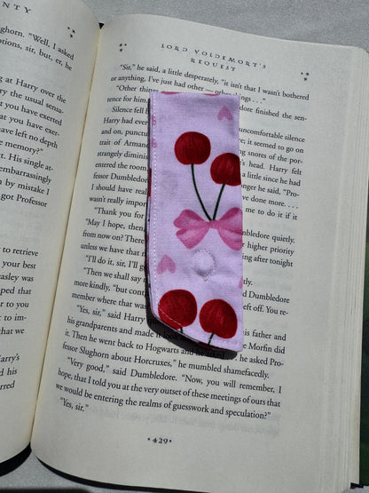 Sweet Cherries Handmade Fabric Bookmark