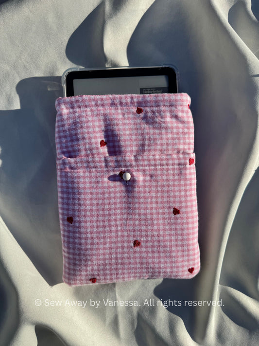 Cozy Hearts All-in-One Kindle Sleeve- (with front pocket)