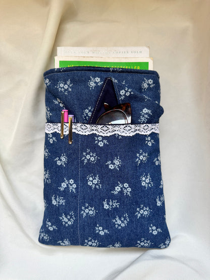 Ditsy Floral Denim Standard Paperback Book Sleeve