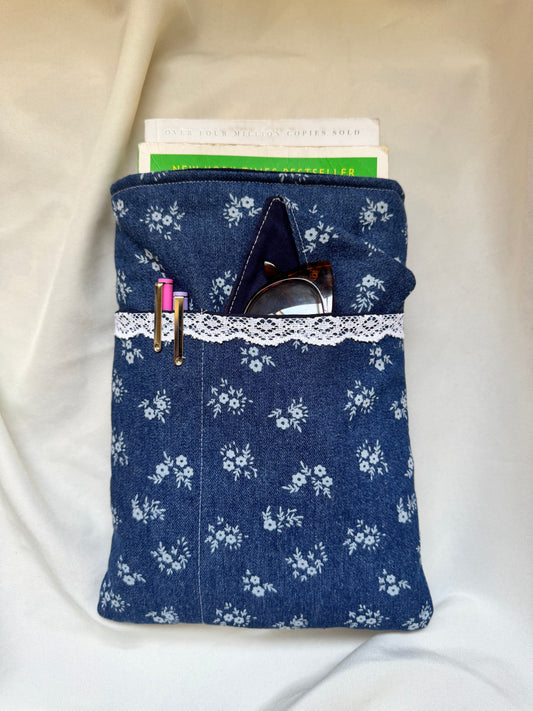 Ditsy Floral Denim Standard Paperback Book Sleeve