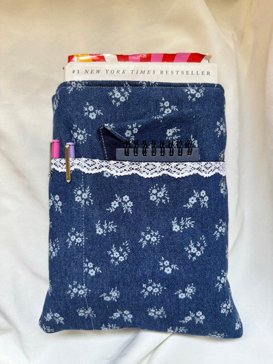 Ditsy Floral Denim Large Hardback Book Sleeve