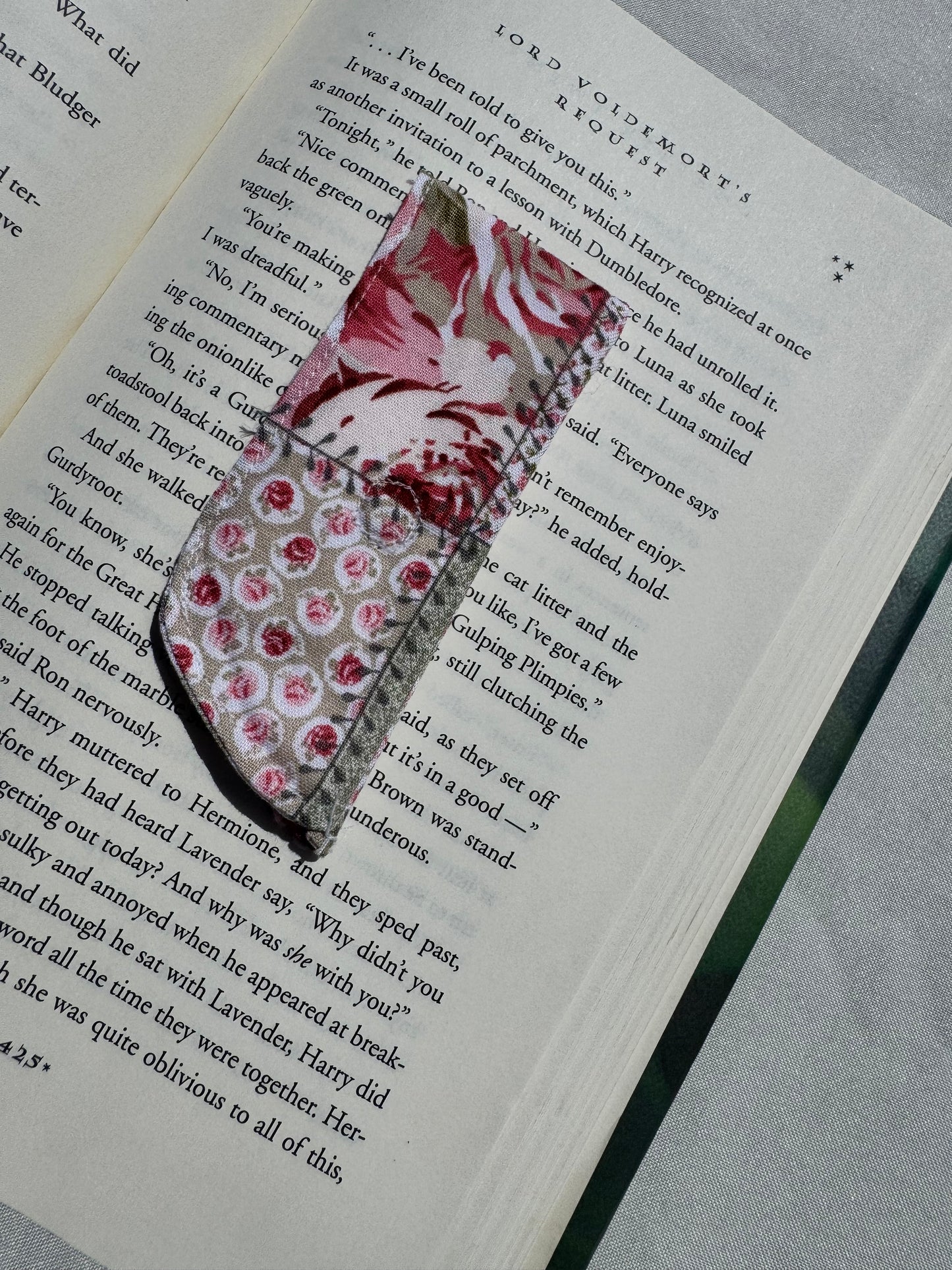 Rose Garden Handmade Fabric Bookmark