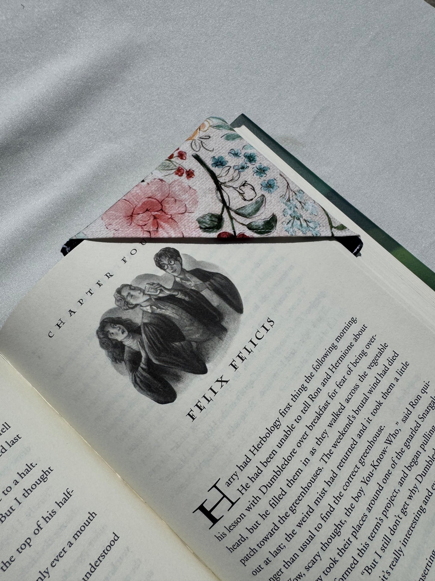 Timeless Flowers Handmade Fabric Bookmark