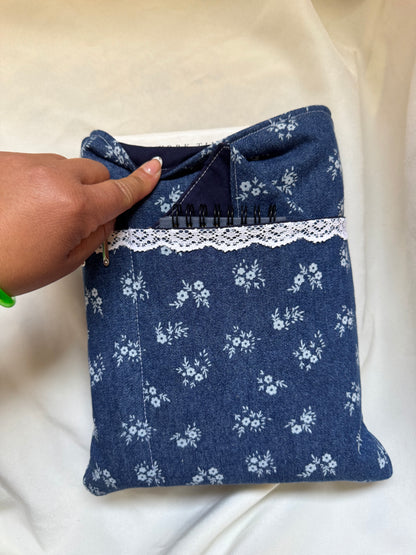 Ditsy Floral Denim Large Hardback Book Sleeve