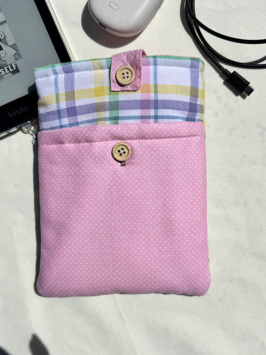 Soft Pink Rose All-in-One Kindle Sleeve- (With front Pocket)
