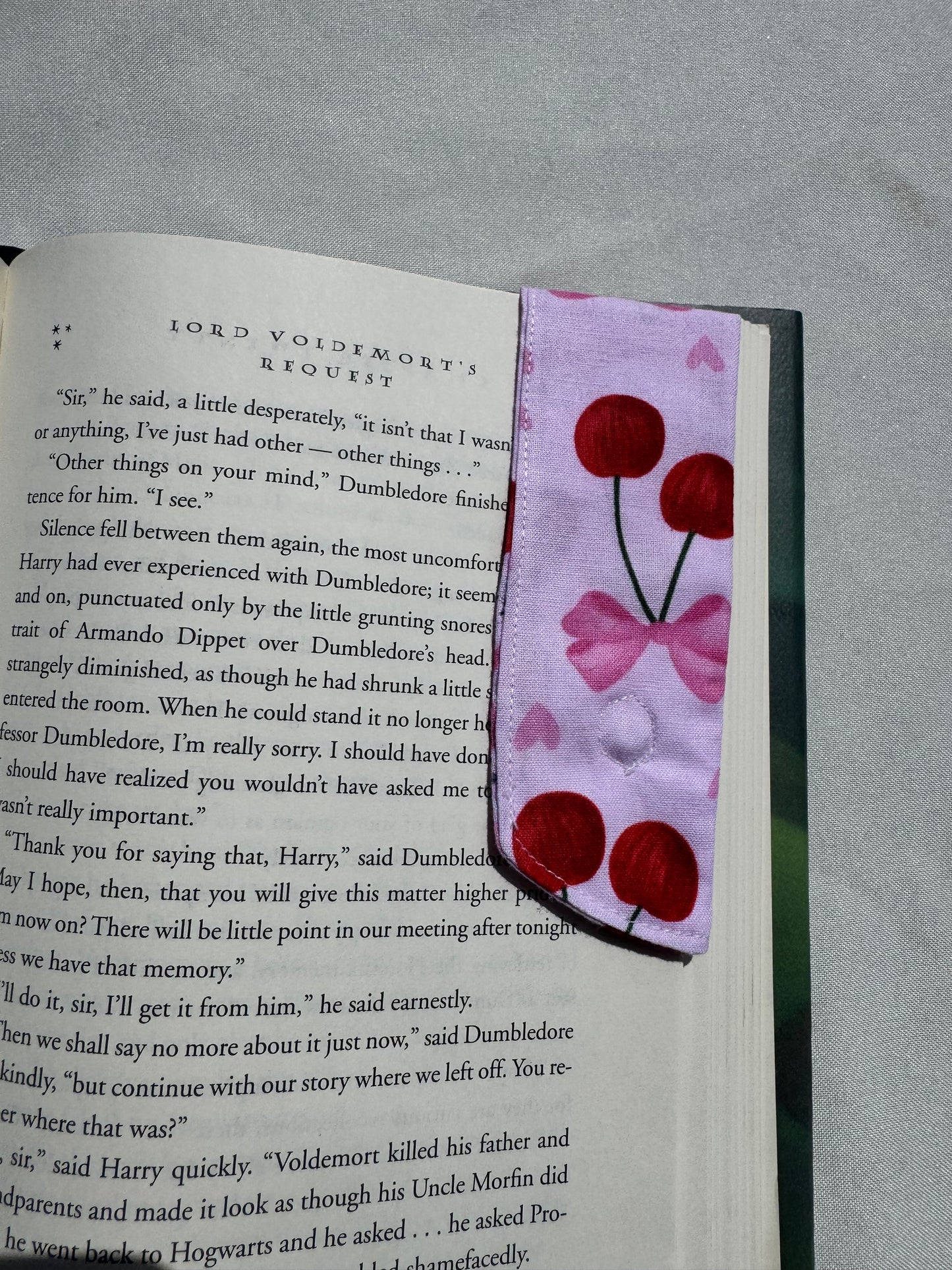 Sweet Cherries Handmade Fabric Bookmark