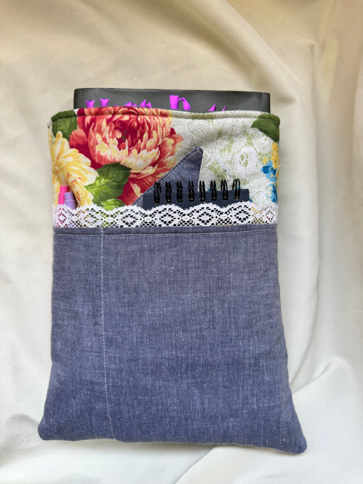 Lace Blue Garden Hardback Book Sleeve
