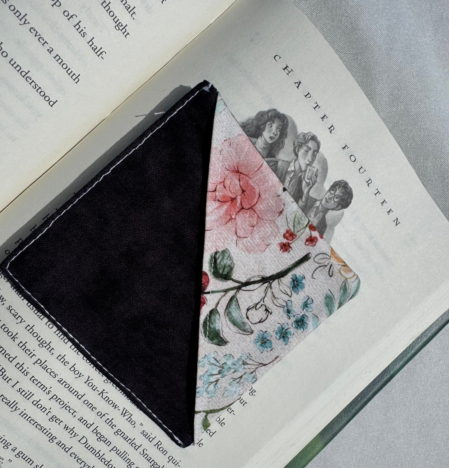 Timeless Flowers Handmade Fabric Bookmark