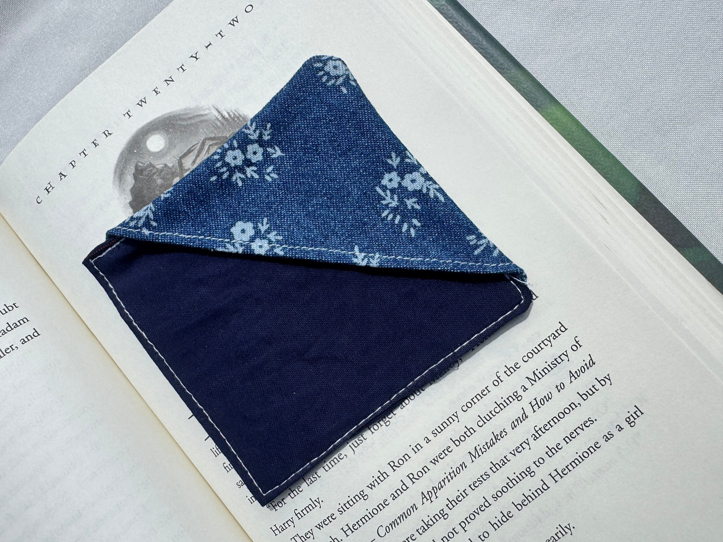Ditsy Floral Denim Handmade Fabric Bookmark
