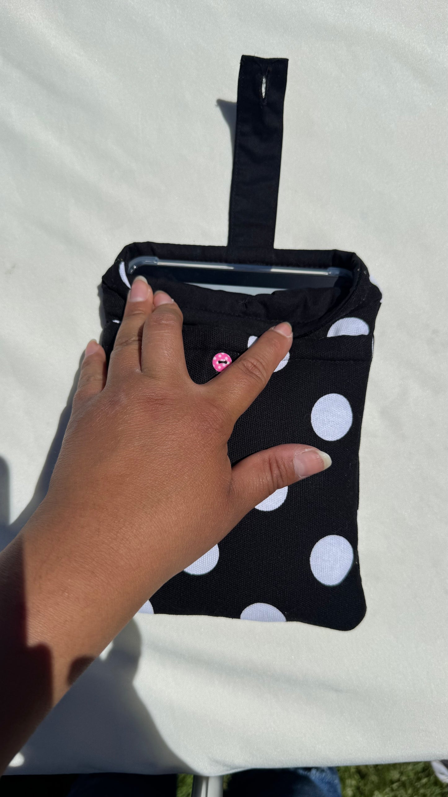 Black & White Polka Dots All-in-One Kindle Sleeve -(With front Pocket)