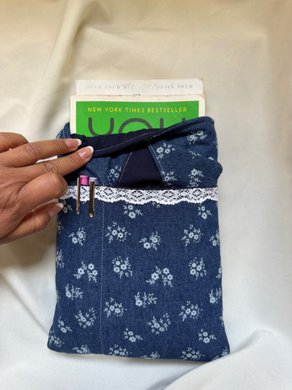 Ditsy Floral Denim Standard Paperback Book Sleeve