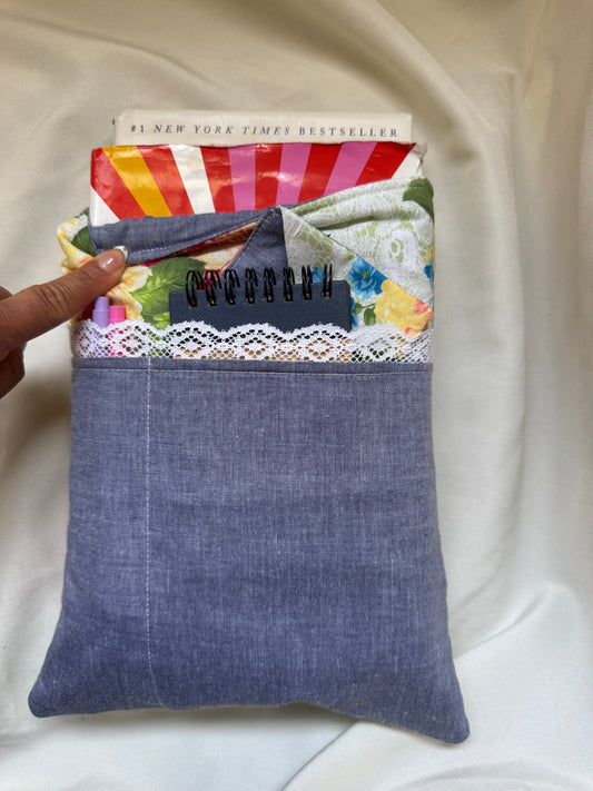Lace Blue Garden Large Hardback Book Sleeve