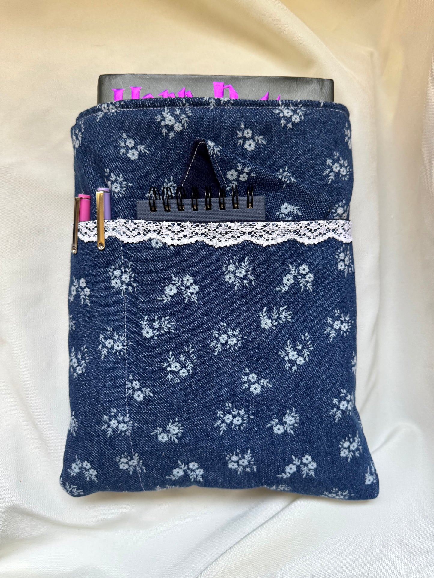 Ditsy Floral Denim Large Hardback Book Sleeve