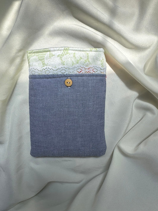 Lace of the Blue Garden All-in-One Kindle Sleeve-(with front pocket)