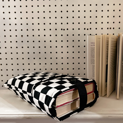 hardback book sleeves- Black and White Checkered Large sleeves