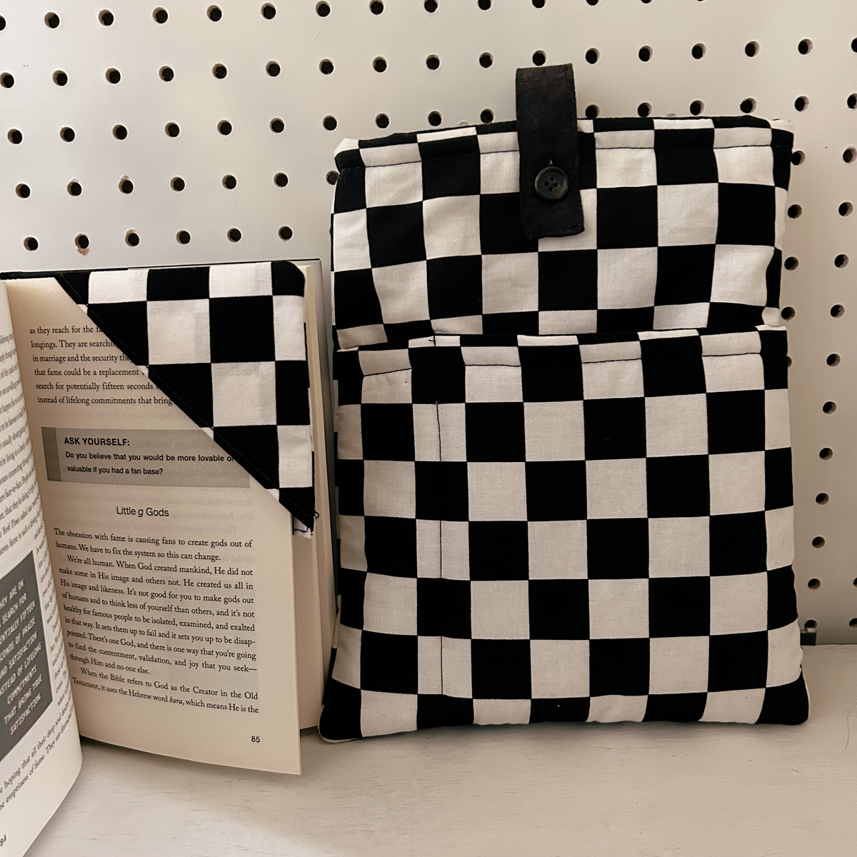 Black and White Checkered Hardback Book Sleeve