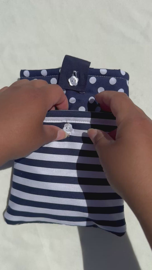 Blue & White Polka Dots Stripes Kindle Sleeve- (With front Pocket)