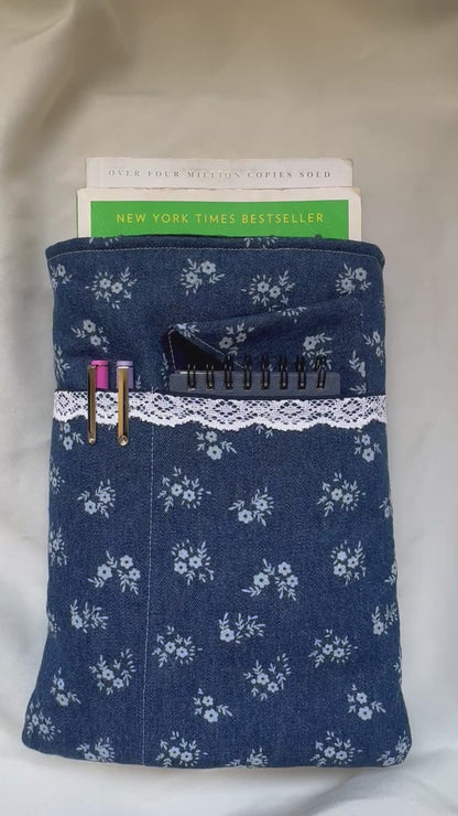 Ditsy Floral Denim Standard Paperback Book Sleeve