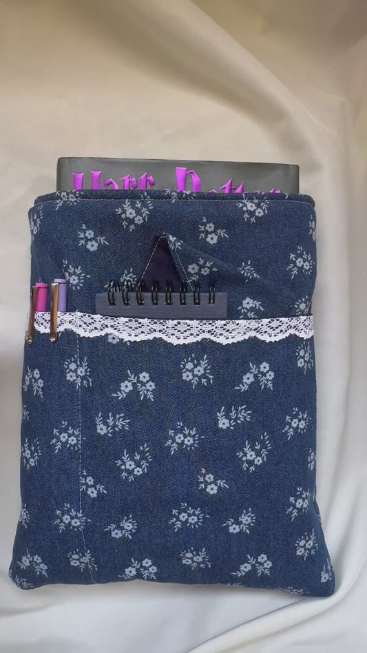 Ditsy Floral Denim Large Hardback Book Sleeve