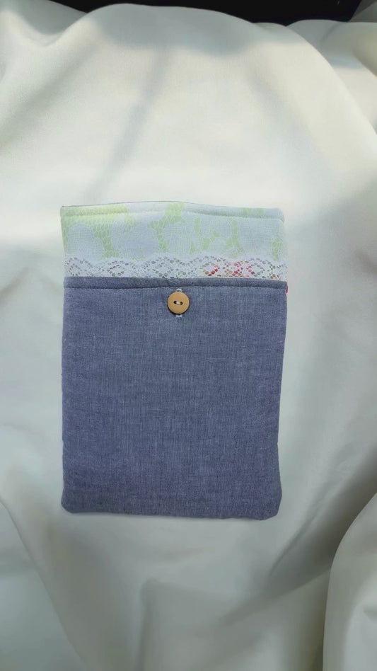 Lace of the Blue Garden All-in-One Kindle Sleeve-(with front pocket)